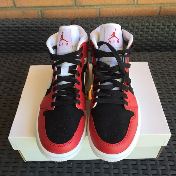 Jordan 1 Mid Gym Red Black (Womens) Size 8W DS - Picture 2 of 4